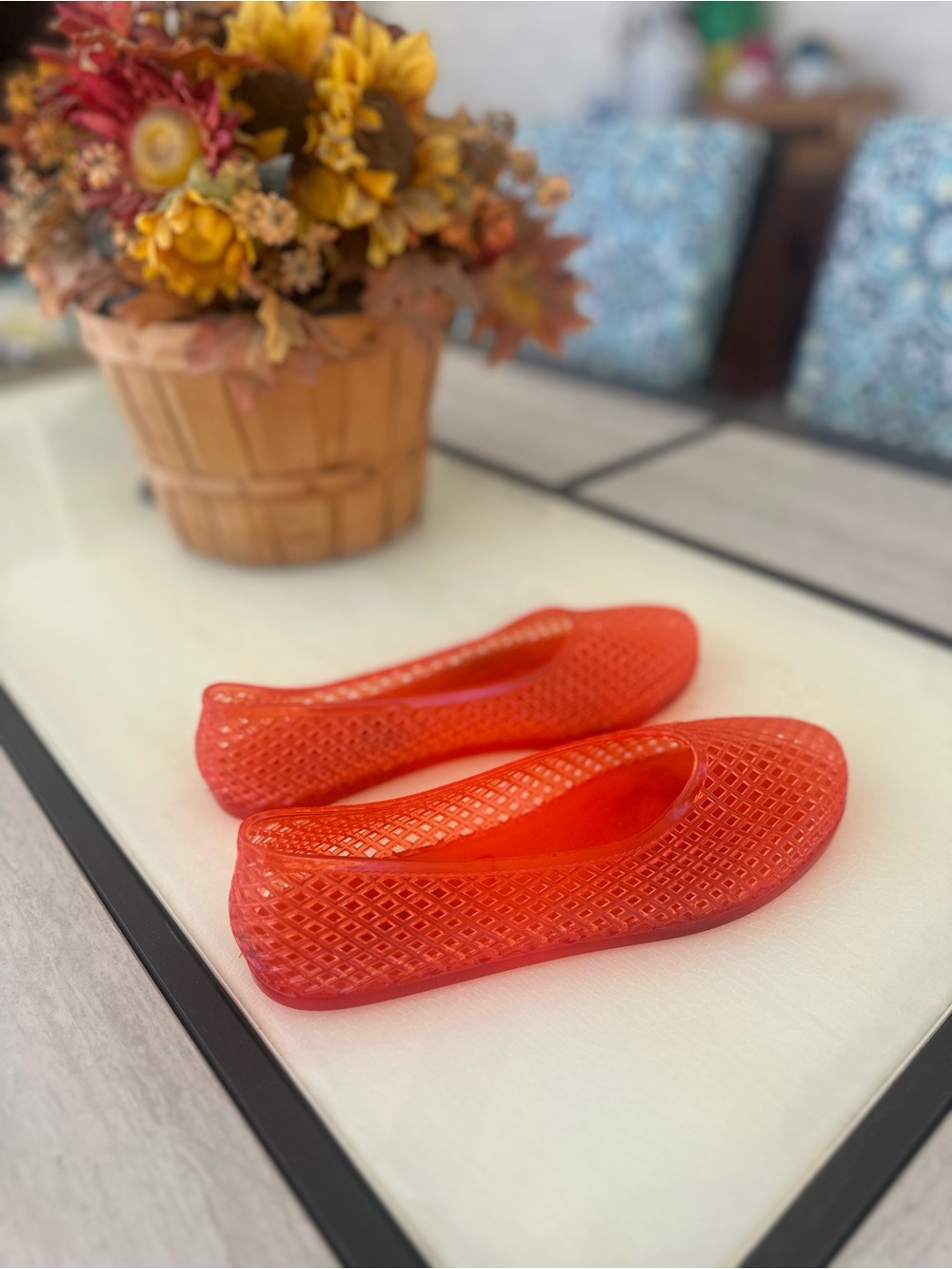 LOFT Orange Jelly Flats